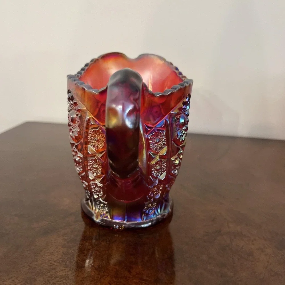 Vintage Indiana Glass Carnival Heirloom Iridescent Sunset Cream & Sugar Set‎